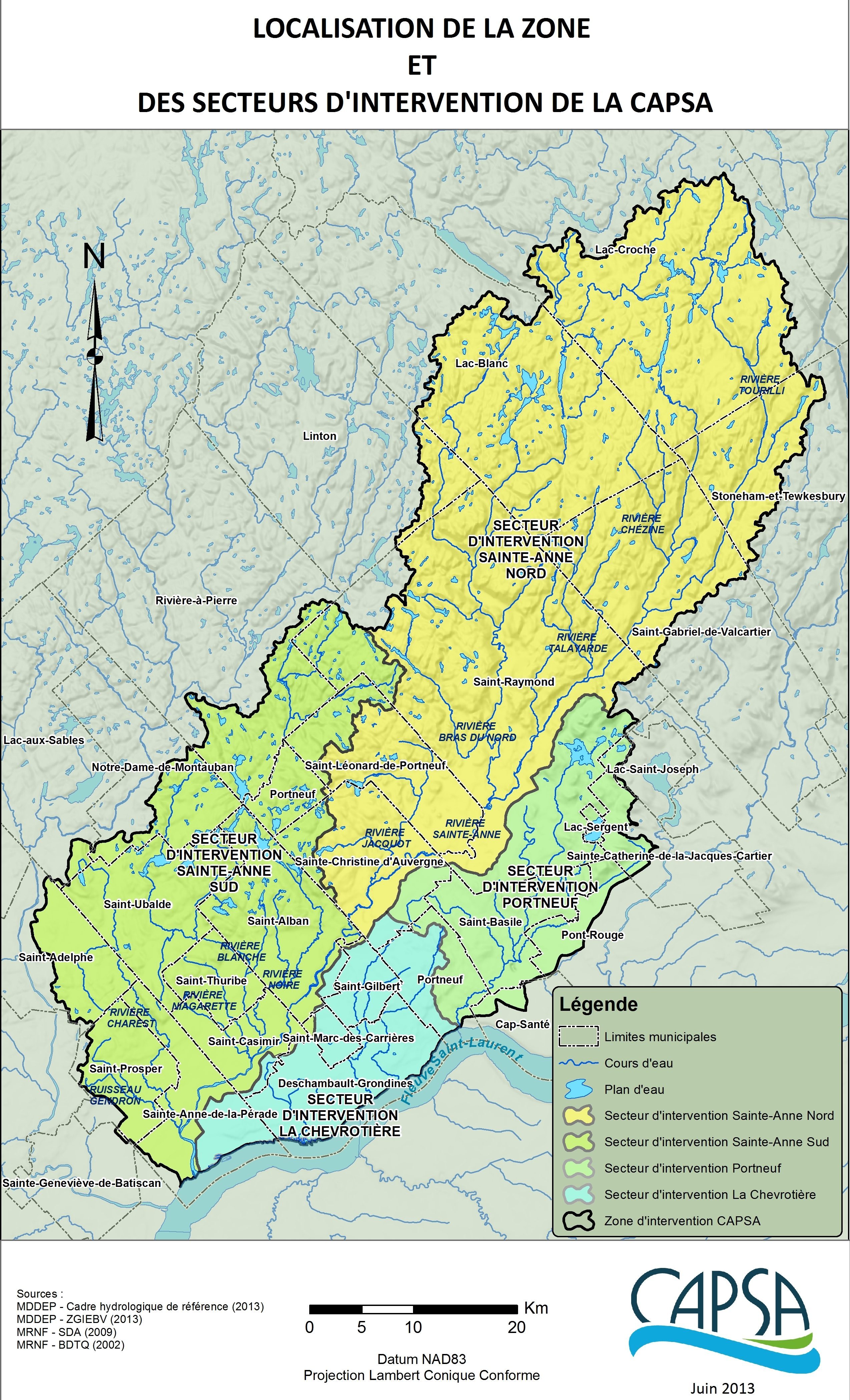 Zone et secteurs d'intervention de la Capsa